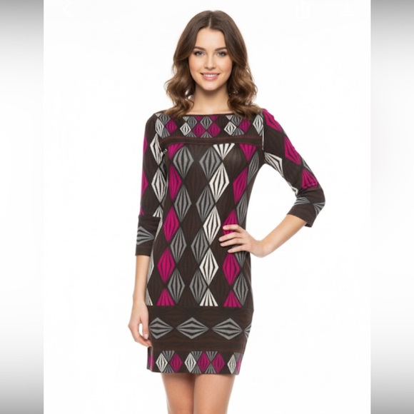 DVF size 0 vintage silk retro print shift dress - Picture 1 of 11